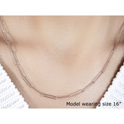 Bids.com 14k White Gold Wire Paperclip Chain (2.7mm) Necklaces Tan 18 / White Gold,24 / White Gold