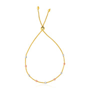 Bids.com 14k Tri-Color Gold Textured Bead Station Lariat Bracelet Bracelets White Smoke 9.25 / Tri-Color Gold