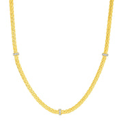Bids.com Woven Rope Necklace with Diamond Accents in 14k Yellow Gold Necklaces White Smoke 17 / Yellow Gold
