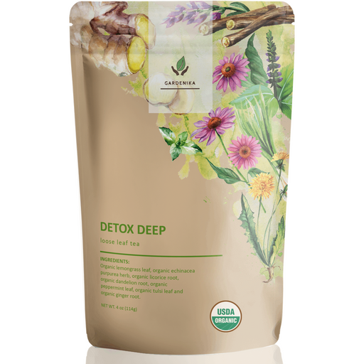 Gardenika Shop Detox Tea, Ayurvedic Cleanse with Dandelion & Lemongrass | Organic Loose Leaf Tea Tan