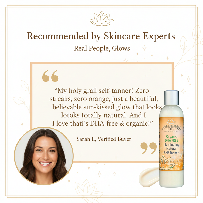 Glimmer Goddess® Organic Skin Care DHA Free Self Tanner for Sensitive Skin – Glow Self Tanner White Smoke 8 oz – best for regular use / Regular — soft natural-looking glow / Lightly Scented – soft essential oil scent,8 oz – best for regular use / Regular — soft natural-looking glow / Unscented – great for extra-sensitive skin,8 oz – best for regular use / Dar