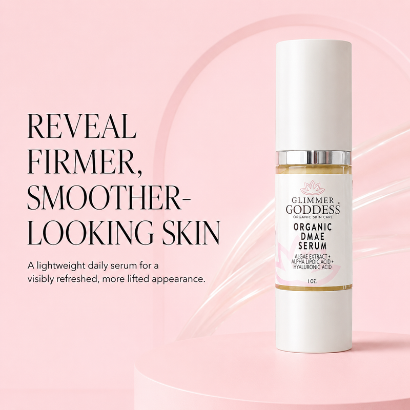 Glimmer Goddess® Organic Skin Care Organic DMAE Firming Serum – Natural Facelift Treatment Serums Misty Rose 1 oz.