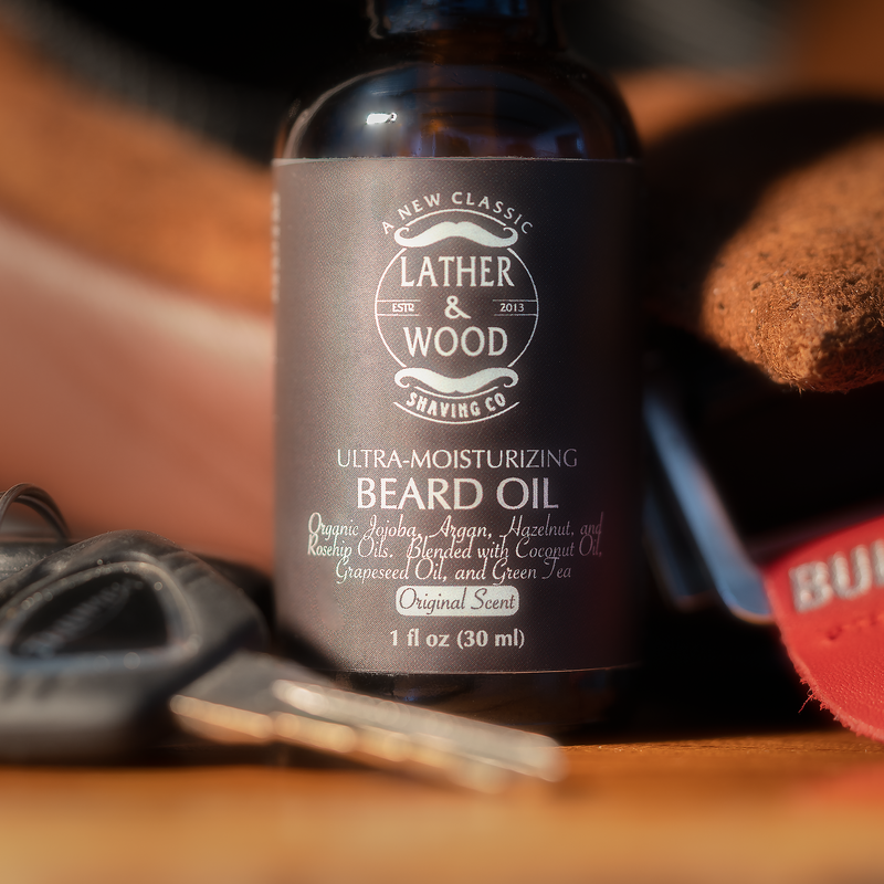 Lather & Wood Shaving Co Ultra-Moisturizing Beard Oil Men Grooming, Health Black
