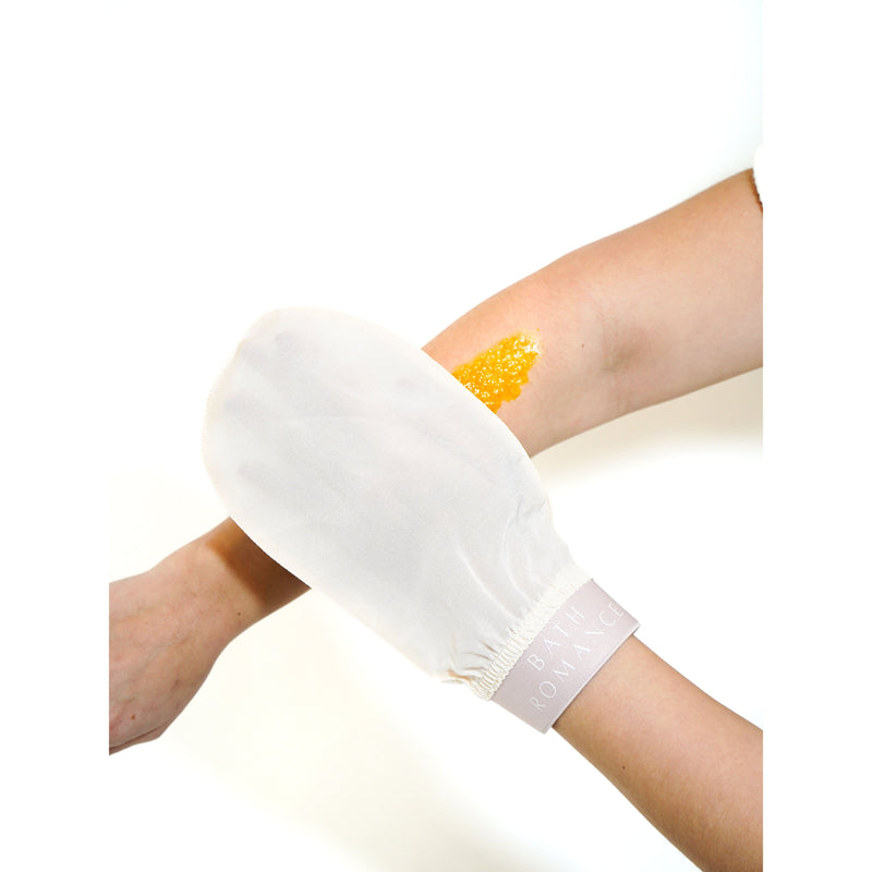 Bath Romance exfoliating silk bath glove bath glove White Smoke