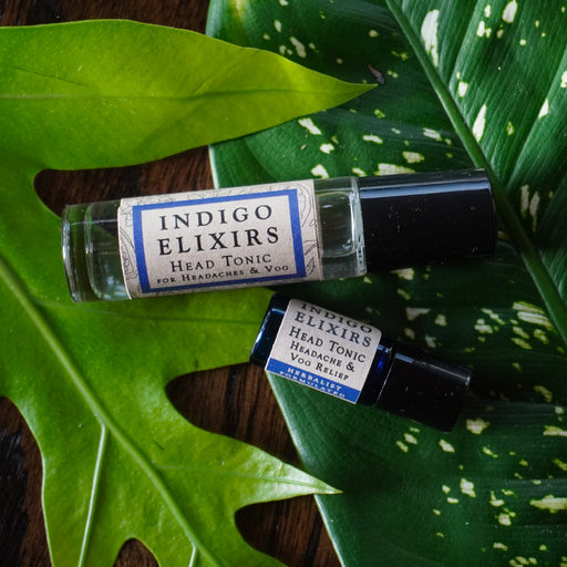 INDIGO ELIXIRS Head Tonic | for Headaches & Vog Aromatherapy Black 0.3 oz roller,Mini 0.1 oz roller
