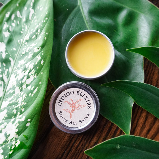 INDIGO ELIXIRS Solve All Salve | for Abrasions & Irritations Balm Dark Green 0.5 oz tin