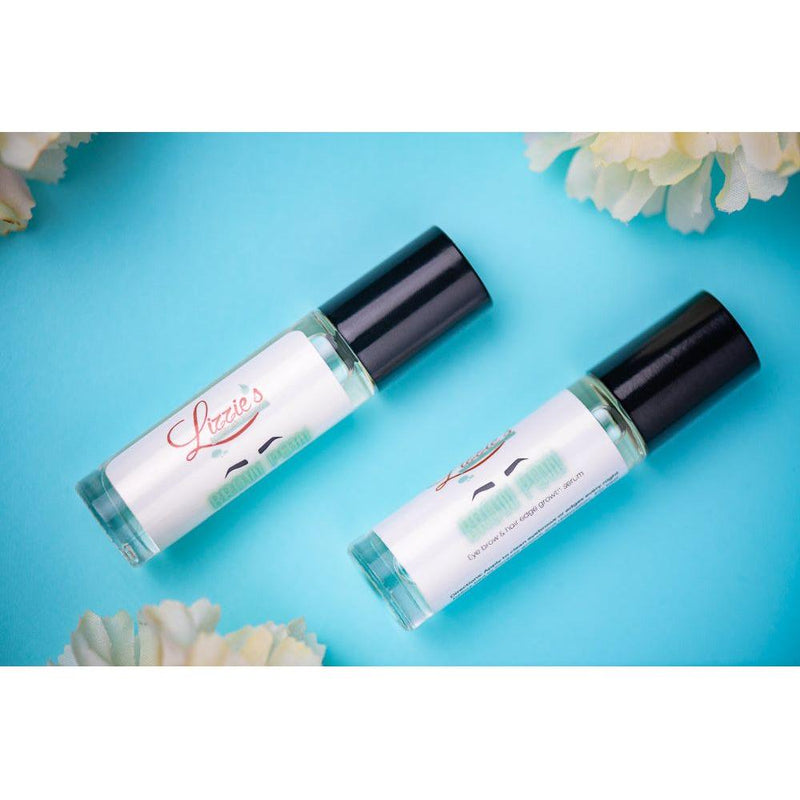Lizzie's All-natural Products Brow Pow Eyebrow & Edges Growth Serum Sky Blue Brow Pow,Brow Pow & Brush bundle