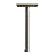 Lather & Wood Shaving Co Safety Razor - Baron Classic - Brushed Alloy Men Grooming, Health White Smoke