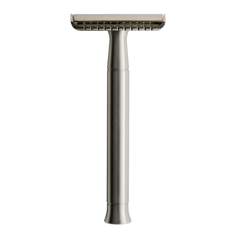 Lather & Wood Shaving Co Safety Razor - Baron Classic - Brushed Alloy Men Grooming, Health White Smoke