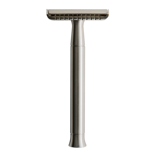 Lather & Wood Shaving Co Safety Razor - Baron Classic - Brushed Alloy Men Grooming, Health White Smoke