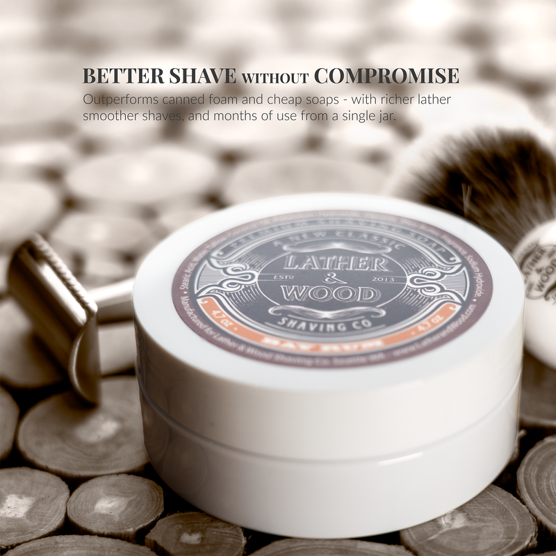 Lather & Wood Shaving Co Luxury Shaving Soap - Bay Rum Men Grooming, Health Lavender