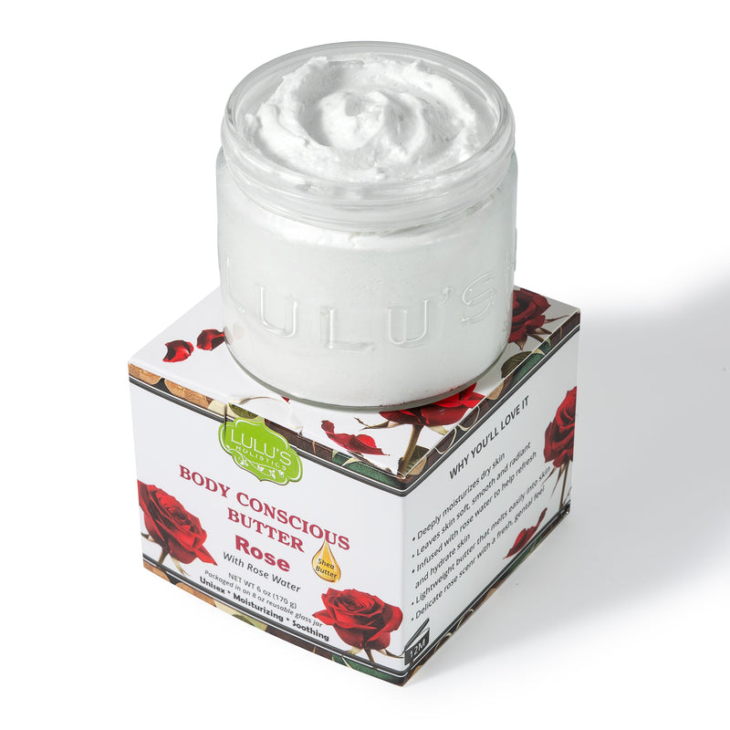 Lulu’s Holistics Rosewater Whipped Body Butter – Hydrating, Skin-Softening Care Lotion & Moisturizer White Smoke 1 (8oz jar),2 (8oz jars),3 (8oz jars),4 (8oz jars)