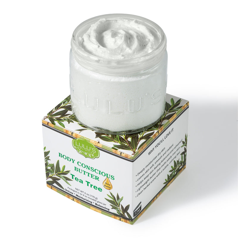 Lulu’s Holistics Tea Tree Whipped Body Butter – Clarifying Moisture & Soft Skin Lotion & Moisturizer White Smoke 1 (8oz jar),2 (8oz jars),3 (8oz jars),4 (8oz jars)