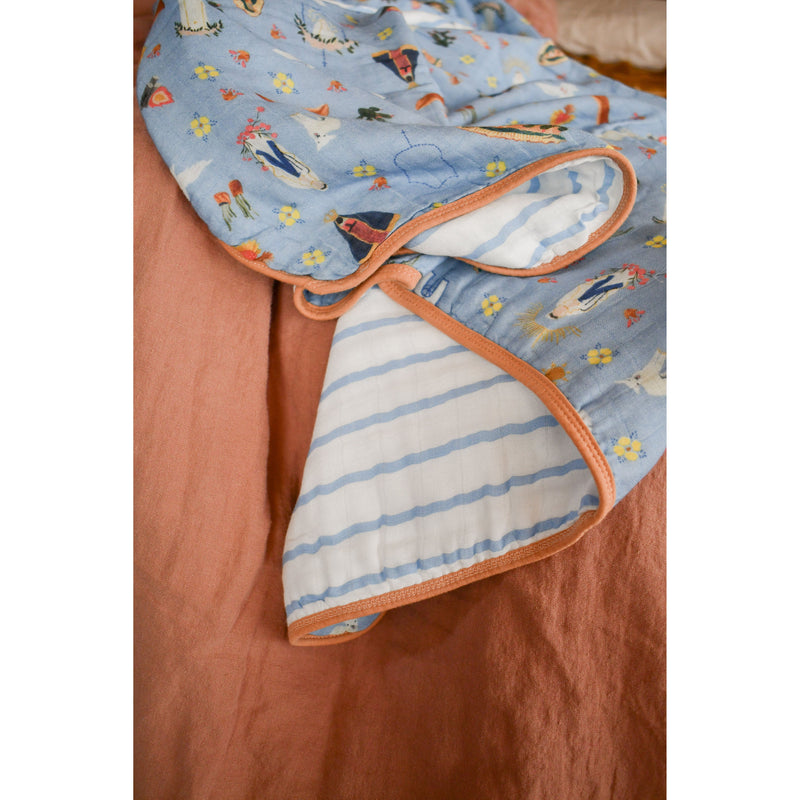 Be A Heart Blue Marian Deluxe Muslin Baby Blanket Quilt Swaddling & Receiving Blankets Sienna Standard,Oversized (72x60 inches)