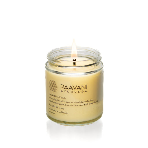 Paavani Ayurveda Trataka Ghee Candle | Ayurvedic Meditation Candle for Focus & Eye Health Tan
