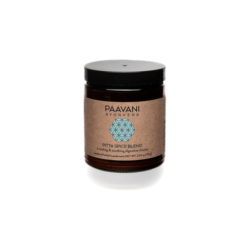 Paavani Ayurveda Pitta Spice Blend | Cooling Ayurvedic Digestive Churna Rosy Brown Glass Jar,Compostable Refill