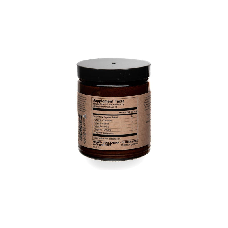 Paavani Ayurveda Pitta Spice Blend | Cooling Ayurvedic Digestive Churna Rosy Brown Glass Jar,Compostable Refill