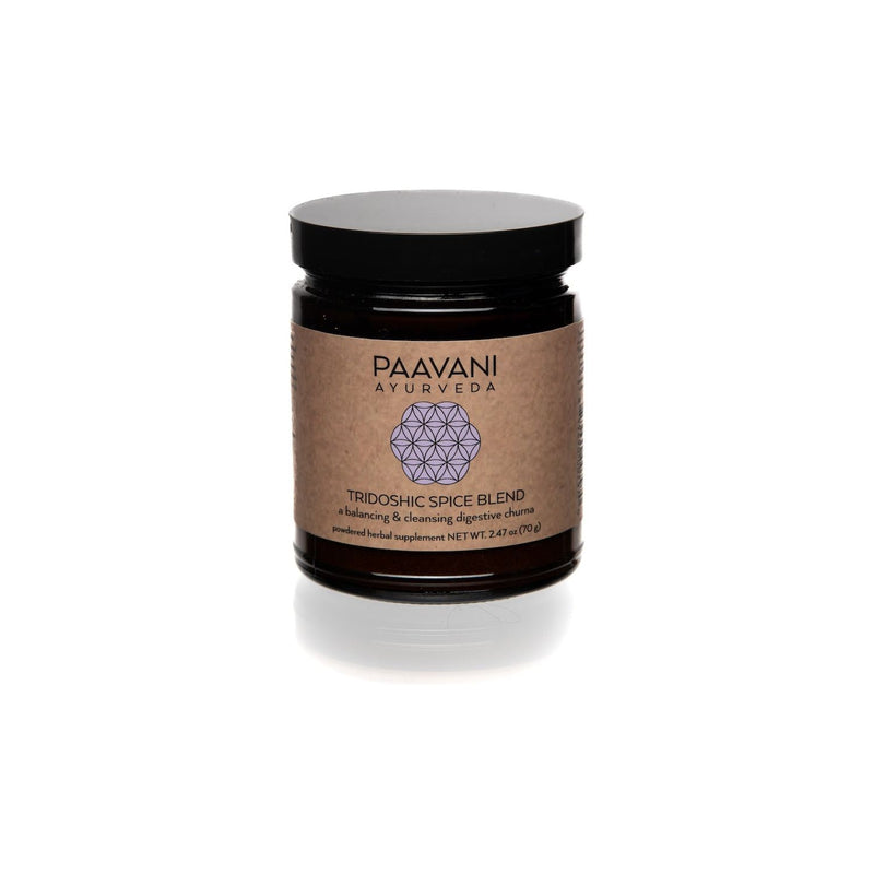 Paavani Ayurveda Tridoshic Spice Blend | Balancing & Cleansing Digestive Churna Dim Gray Glass Jar,Compostable Refill