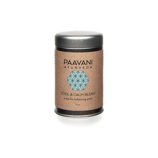 Paavani Ayurveda Cool & Calm Blend | Ayurvedic Tea for Pitta Balance simple Rosy Brown Tea Tin,Compostable Refill