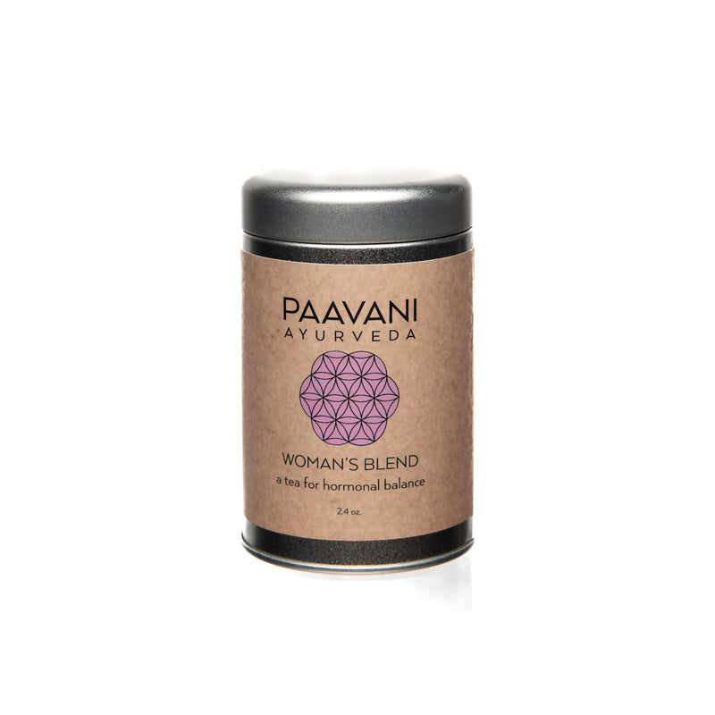 Paavani Ayurveda Women’s Blend | Ayurvedic Tea for Hormonal Balance & Female Support simple Rosy Brown Tea Tin,Compostable Refill