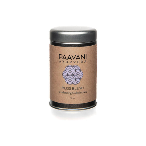 Paavani Ayurveda Bliss Blend | Tridoshic Tea for Relaxation & Harmony simple Rosy Brown Tea Tin,Compostable Refill
