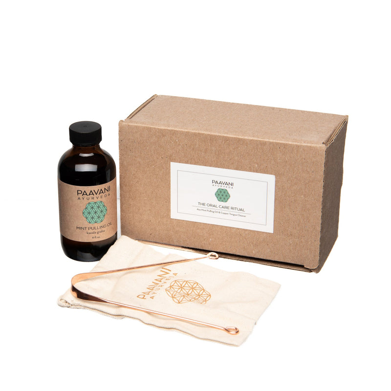 Paavani Ayurveda Mint Oral Care Ritual | Ayurvedic Oil Pulling & Tongue Cleaning variable Rosy Brown