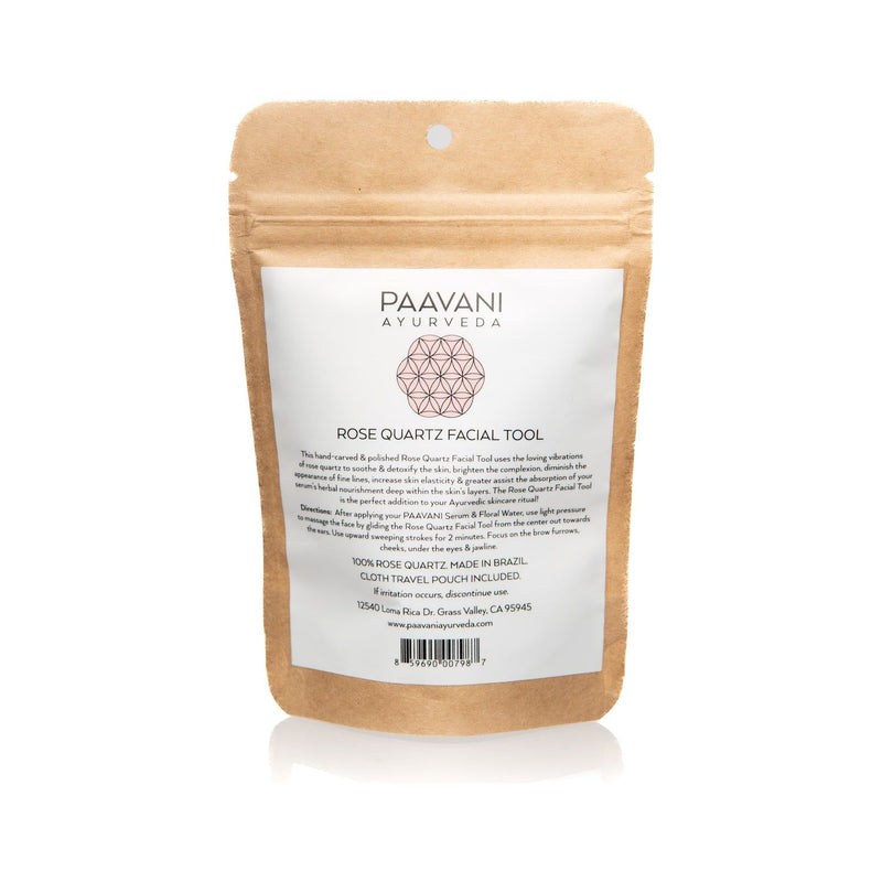 Paavani Ayurveda Rose Quartz Facial Tool | Ayurvedic Massage Stone simple Light Gray