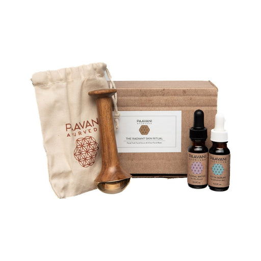 Paavani Ayurveda Radiant Skin Ritual | Ayurvedic Kansa Wand Facial Massage Kit variable Tan Vata,Pitta,Kapha,Tridoshic,Clarify
