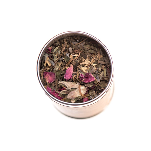 Paavani Ayurveda Bliss Blend | Tridoshic Tea for Relaxation & Harmony simple Dim Gray Tea Tin,Compostable Refill