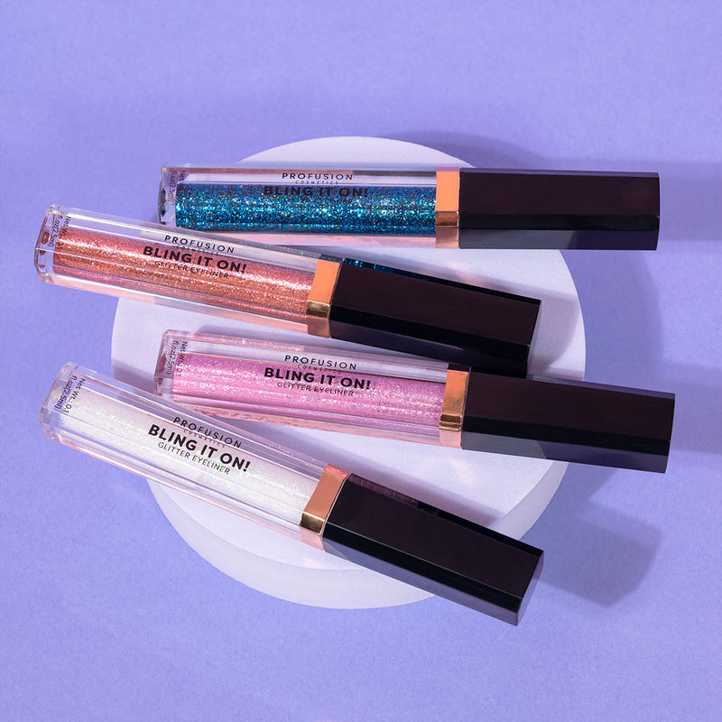 Profusion Cosmetics Bling it On Glitter Eyeliner Light Steel Blue Gold Rush,Crystal Diamond,Precious Opal,Pink Rhodonite,Noble Amethyst,Wise Sapphire