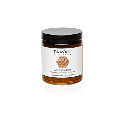 Paavani Ayurveda Ashwagandha | Ayurvedic Adaptogen for Stress Support & Vitality Vitamins & Supplements Black Glass Jar,Compostable Refill