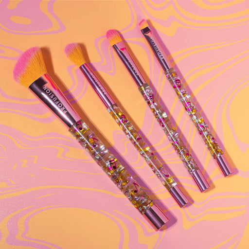 Profusion Cosmetics It's a Vibe | Feel the Beat 4-pc Face & Eye Brush Set Makeup Brushes Light Salmon