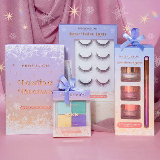 Profusion Cosmetics Frosted Snow Sparkle | 4 Pair Luxe False Lash Set Eye Gray