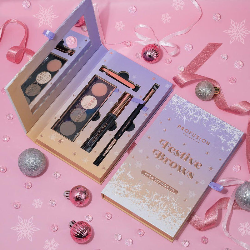Profusion Cosmetics Frosted Snow Sparkle | Festive Brows Defining Kit Eyebrows Dark Gray