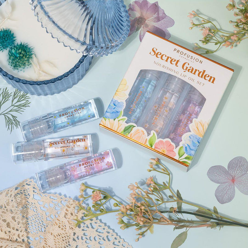 Profusion Cosmetics Petal Perfect | Secret Garden Nourishing Lip Oil Set Lips Gray