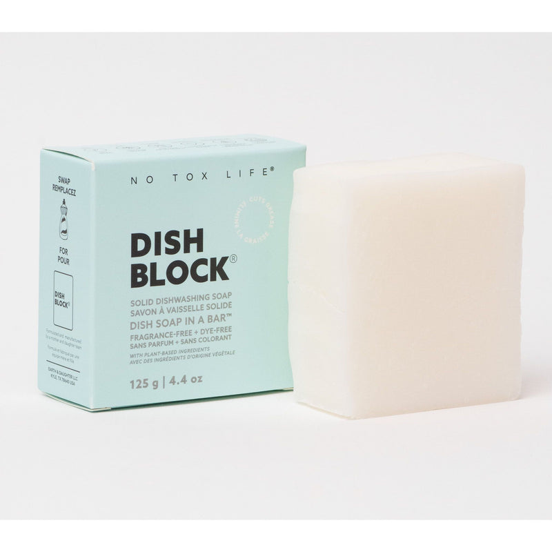 No Tox Life DISH BLOCK® solid dish soap - 4.4 oz (125g) bar - Fragrance Free - No Tox Life® Home & Kitchen Light Gray