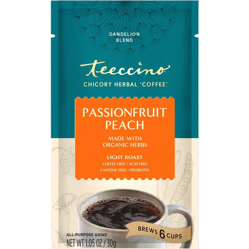 Teeccino Dandelion Passionfruit Peach Herbal Coffee Herbal Coffee Dark Cyan Trial Size