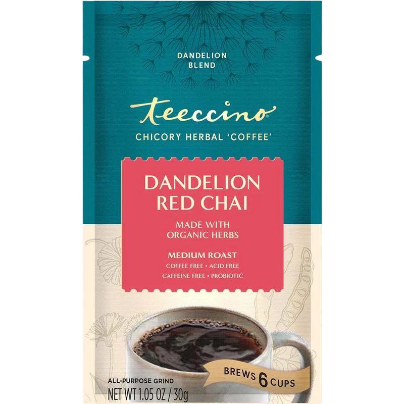 Teeccino Dandelion Red Chai Herbal Coffee Herbal Coffee Dark Cyan Trial Size
