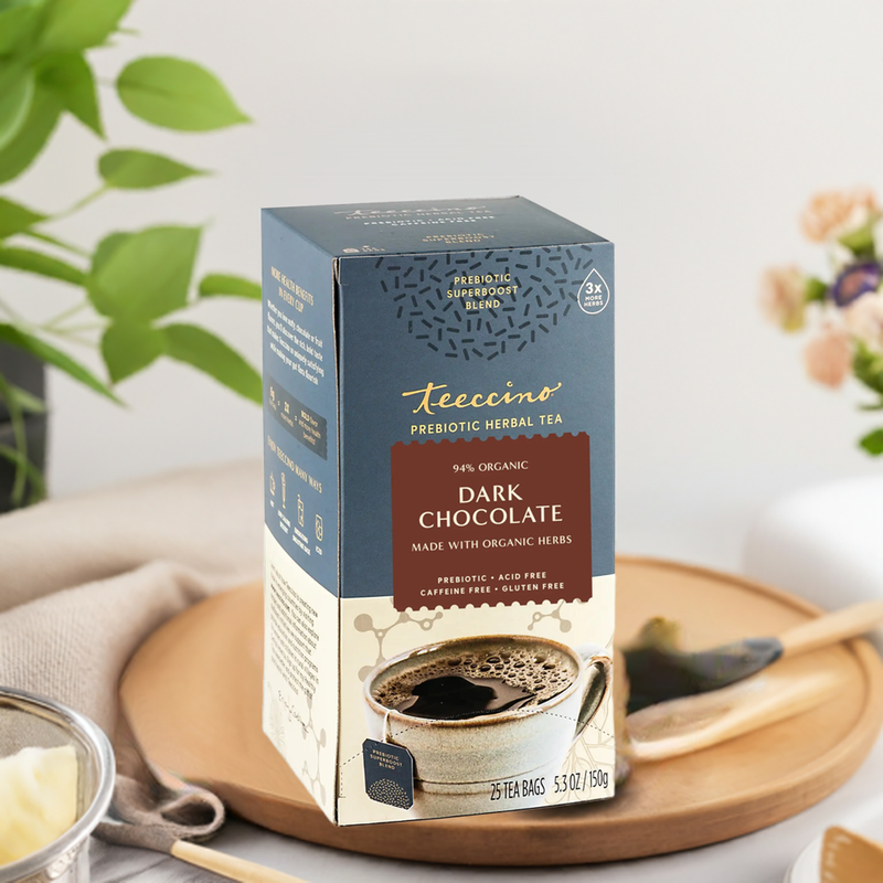 Teeccino Dark Chocolate Prebiotic SuperBoost Herbal Tea Herbal Tea Lavender 25 tea bags,10 tea bags