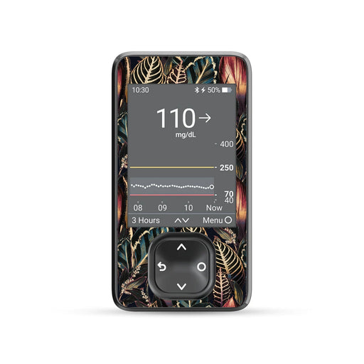 Peelz Dark Moon Leaves DEXCOM G7 and Stelo and G6 Touchscreen Receiver Sticker Peelz/Stickers Dim Gray