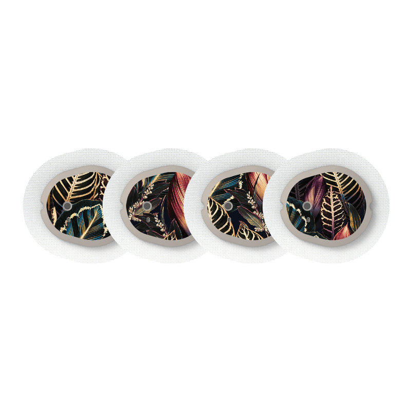 Peelz Dark Moon Leaves Designed for the DEXCOM G7 and Stelo Transmitter Peelz/Stickers White Smoke 4-pack (Set of 4 Stickers)