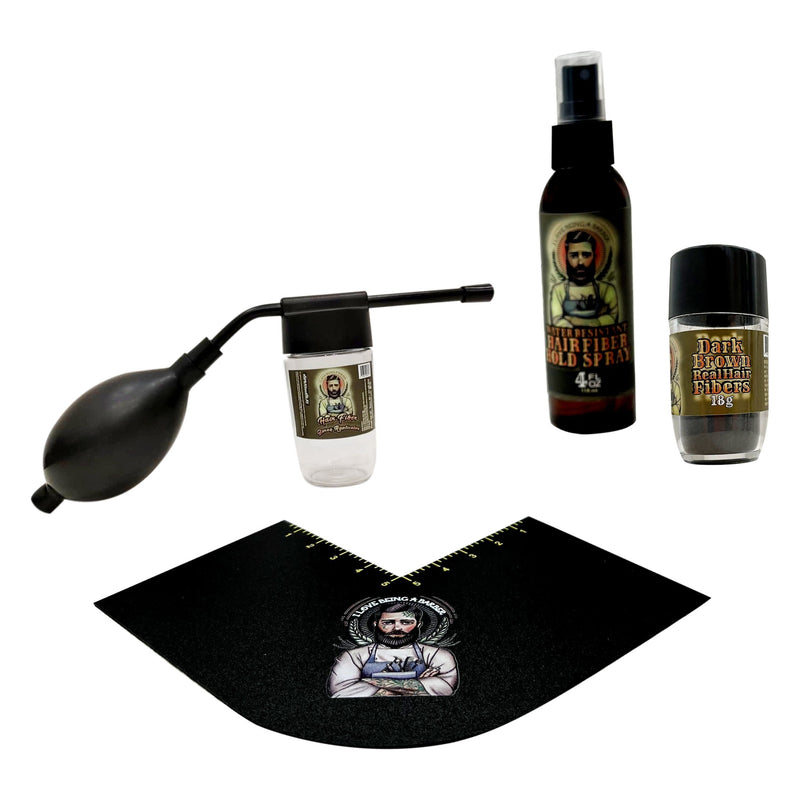 officialilovebeingabarber Real Hair Fiber Enhancement System Gray Dark Brown