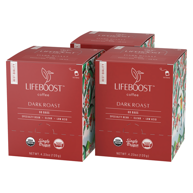 Lifeboost Coffee Embolden Dark Roast Dark Roast Sienna Go Bags / 3
