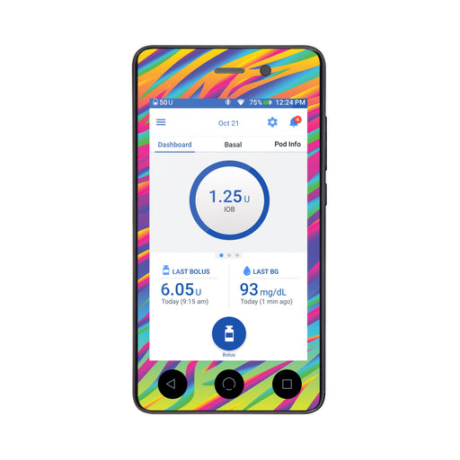 Peelz DayGlo Sticker for Omnipod DASH® PDM – Pump Peelz Peelz/Stickers White Smoke Whole System Peelz (front + case),Front Peelz
