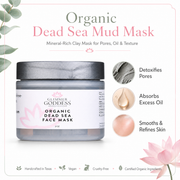 Glimmer Goddess® Organic Skin Care Organic Dead Sea Mud Mask – Exfoliate & Rejuvenate Masks & Peels White Smoke 2 oz,4 oz