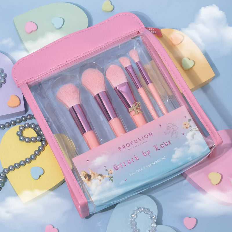 Profusion Cosmetics Dear Cupid - Struck By Love 5 PC Face & Eye Brush Set Gray