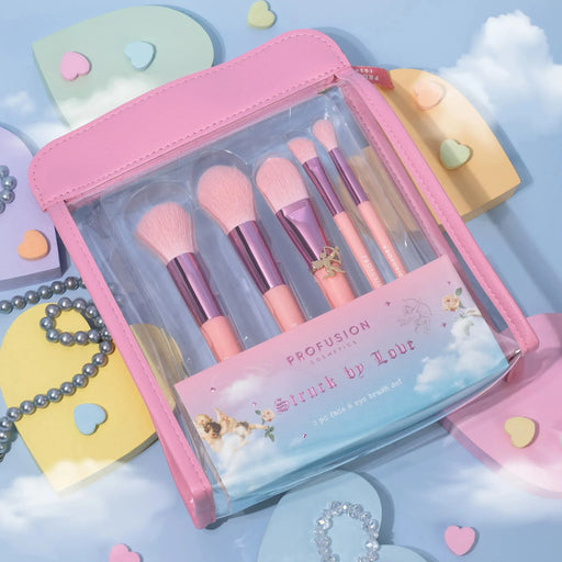Profusion Cosmetics Dear Cupid - Struck By Love 5 PC Face & Eye Brush Set Gray