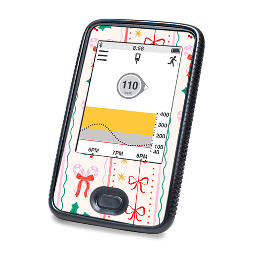 Peelz Holly Jolly Ribbon Dexcom G6 Touchscreen Receiver Sticker - Pump Peelz Peelz/Stickers White Smoke