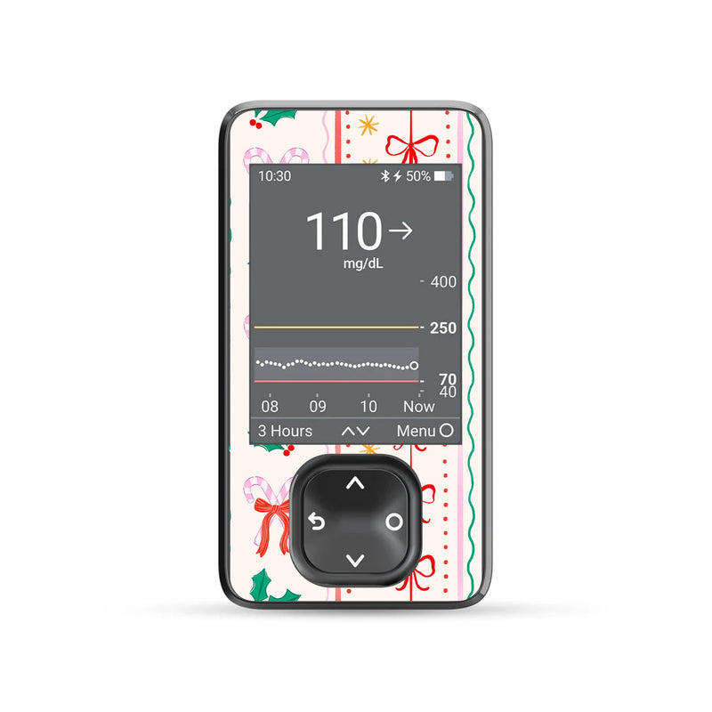 Peelz Holly Jolly Ribbon Dexcom G7 and G6 Touchscreen Receiver Sticker - Pump Peelz Peelz/Stickers Dim Gray
