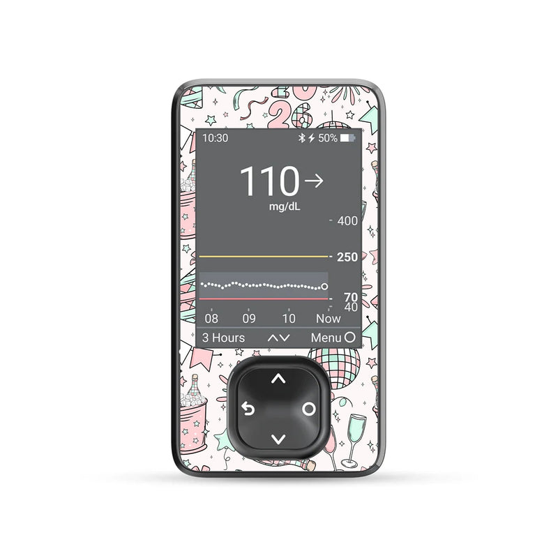 Peelz Cheers to '26 Dexcom G7 and G6 Touchscreen Receiver Sticker - Pump Peelz Peelz/Stickers Dim Gray
